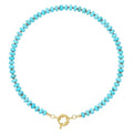 KissYan Beaded Gemstone Necklace for Women, Natural Stone Beach bead Necklace, 18" Boho Summer Handmade Jewelry Gifts - color: Turquoise