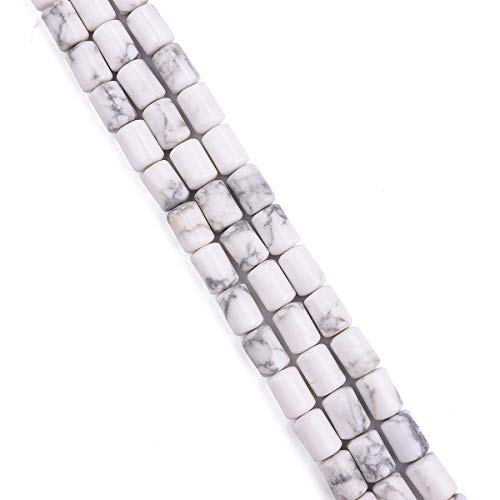 BEADIA Natural White Howlite Cylinder Stone Loose Semi Gemstone Beads for Jewelry Making 10mmx14mm 38cm - color: White Howlite, size: 10mm x 14mm