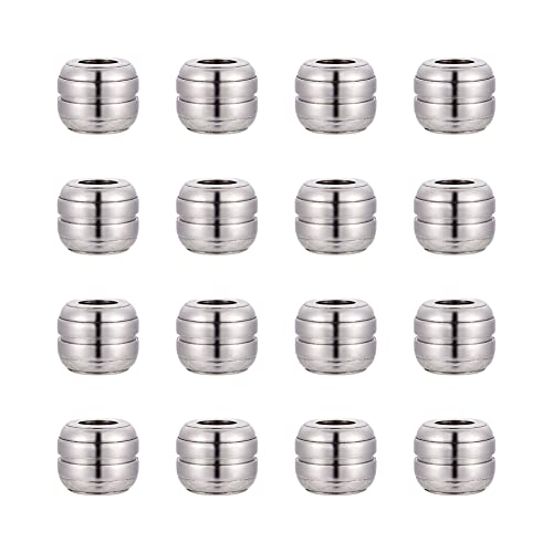 Cheriswelry 20pcs Barrel Striped 304 Stainless Steel Beads European Large Hole Metal Beads Mini Loose Spacer Beads Slide Charms 12x10mm for DIY Earring Bracelet Necklace Jewelry Making - color: Barrel Striped