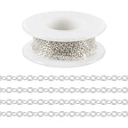 Pandahall 925 Sterling Silver Plated Necklace Chains 16.4 Feet Soldered Cable Chains 2x2x0.3mm Flat Oval Jewelry Chains for Bracelet Necklace Jewelry Making