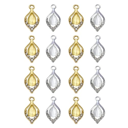 16-Pcs Crystal Jewelry Making Charms Silver Pendant Charm For Women Making Jewelry Crafts Rhinestone Charms - color: StarMoon