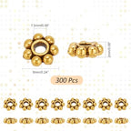 PH PandaHall 300pcs Tibetan Flower Spacer Beads, 6mm Antique Golden Alloy Daisy Beads Snowflake Loose Beads Jewelry Spacers for Bracelet Necklace Earring Jewelry Making Supplies - color: Antique Golden