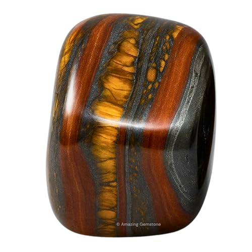 Amazing Gemstone Iron Tiger Eye Crystal Tumbled Stones Polished Rocks - Natural Gem Stones for Healing - DIY Crystals for Protection (1 Piece) - color: Iron Tiger Eye