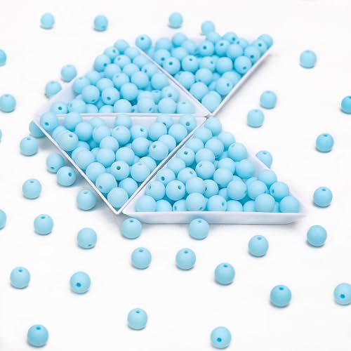 BONNY BOXX 1000PCs 6MM Matte Light Blue Acrylic Round Beads, Frosted Plastic Resin Bubblegum Balls Chunky Gumball Beads for Necklace and Bracelet Making, Crafting Supplies - color: Matte Light Blue, size: 6MM