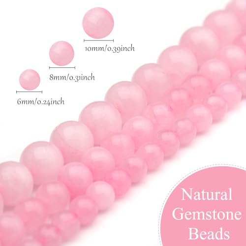 Natural Stone Beads Pink Jade 8mm Polished Round Smooth Gemstone Beads for Jewelry Making Supplies 15 Inch(45Beads) - color: Pink Jade 8mm-45pcs