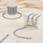 YOUBEIYEE 2 Meters Stainless Steel Jewelry Making Chains Oval Link Chains Bulk for Women Necklace DIY with Jewelry Accessories - color: Dumbbell Silver