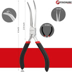 6" Long Needle Nose Pliers Bent 45° - Mini Jewelry Plier for Wire Wrapping, Handmade Craft, Non-Serrated with insulated Comfort Grip