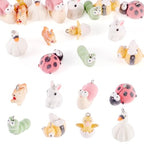 Beadthoven 16Pcs Resin Animal Charms Fuzzy Cute Rabbit Ladybug Bee Worm Duck Mini Pendants Animal Figures Miniature Ornament Cute Charms for Jewelry Making DIY Bracelet Necklace Earrings Keychain - color: Fuzzy-8 Styles