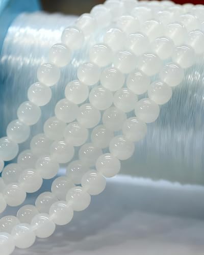 8mm Glass Beads 46PCS Glass Beads for Jewelry Making Charm Round Loose Bead for Bracelet Making Kit (White Jade) - color: White Jade
