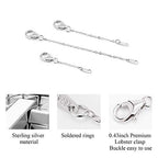 White Gold Chain Necklace Extender 925 Sterling Silver Necklace Bracelet Anklet Extenders Chain Extension for Jewelry Making (1 2 3 inch) - color: White Gold
