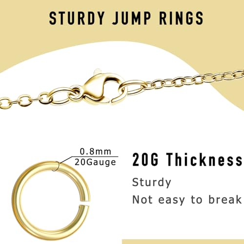 300PCs 14K Gold Plated Jump Rings for Jewelry Making, 4mm 5mm 6mm 7mm, Earring Bracelet Necklace Finding & Supplies (14K Gold Plated) - color: 14K Gold