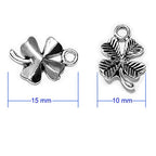 Heather's cf Four Leaf Clover Silver Leaf Beads 100-150 Pcs Leaves Craft Antique Leaf Charms for Crafting Leaf Pendant Charm for Necklace Bracelet Earring Making Fall Leaf Beads Set - color: Silver Clover
