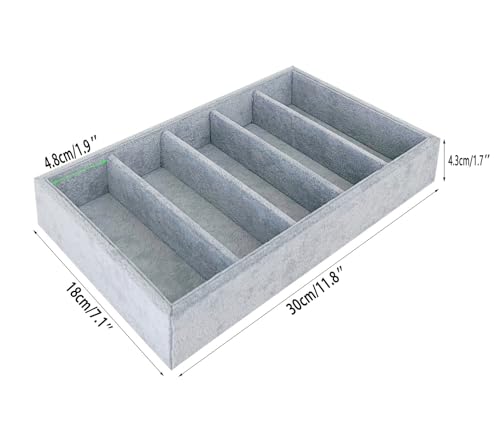 5-Slot Luxurious Gray Velvet Premium Grade Drawer Divider Eyewear Storage Sunglasses Jewelry Tray Organizer - color: Gray