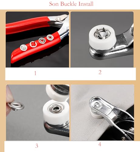 Snap Button Kit Sets, 200 Sets Colorful 5 Claw Buckle with 6 Inch Plier and Alloy Stick for Clothing Leather Crafting Sewing (2)