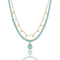Plumiss Boho Handmade Natural Jasper Stone Beaded Crystal Mixed Strand Short Necklace for Women Girl - color: Amazonite Charm