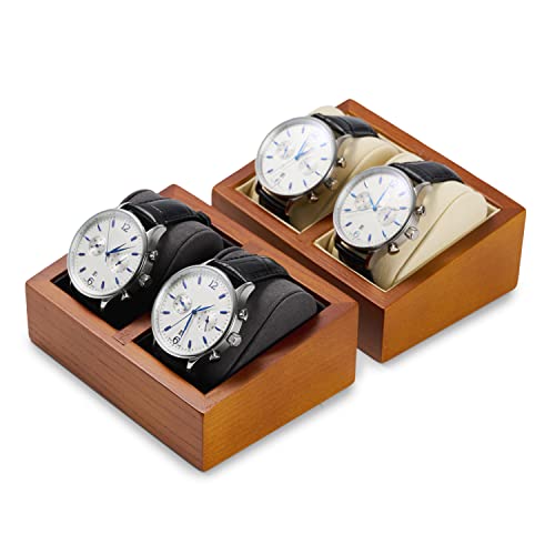 Jewelry Tray Solid Wood Double Watch Storage Box Tray Jewelry Display Props Wooden Watch Display Stand - color: WHITE DOUBLE WATCH BOX