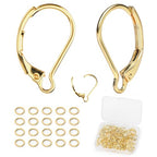 100pcs 18K Gold Plated Earring Hooks with 90 Jump Rings Leverback French Earring Hooks Hypoallergenic 304 Stainless Steel for Earrings Making - style: 18 K Gold Hooks