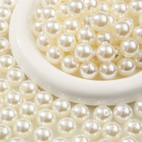 20mm White Pearl Beads 180pcs Chunk Bubblegum Bead Acrylic Pen Ball Beads for Pen Bag Jewelry Making Necklace Bracelets (White Pearl) - color: white pearl