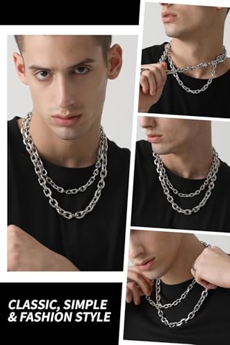 ChainsHouse Stainless Steel Cable Chain Necklaces for Men Women, 3mm/5mm/7mm/9mm/12mm 18K Gold/Black Plated Mens Cable Link Chains, 18"-30" Length - Send Gift Box - color: c: stainless-7mm, size: 24 Inches