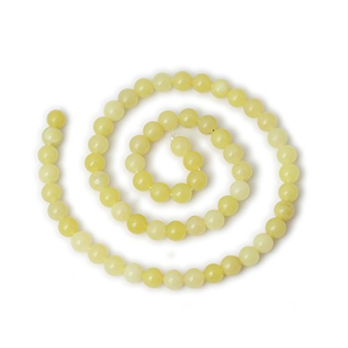 60PCS 6mm Natural Yellow Lemon Jade Gemstone Round Loose Beads for Jewelry Making DIY Findings 1 Strand 15" - color: Lemon jade, size: 6mm