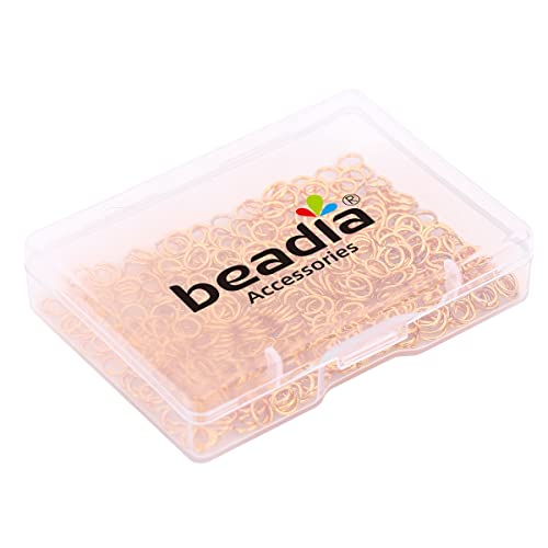 BEADIA 18K Gold Plated Jump Rings Non Tarnish 5mm 400pcs for Jewelry Making Findings - color: Gold, size: 0.7x5mm