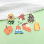 Sailanzi 27pcs Alloy Enamel Thanksgiving Series Turkey Pumpkin Mushroom Leaves Pendant Jewelry Making DIY Keychain Earrings Pendant Various Design Charms for Jewelry Making Bracelets Necklace (SN821) - color: SN821