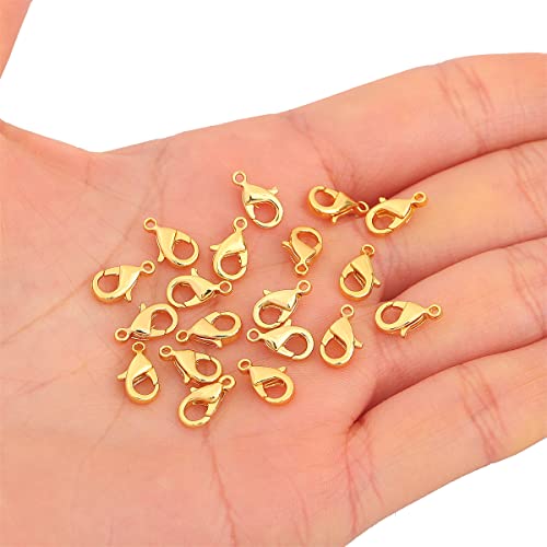 BEADIA 18K Gold Plated Lobster Clasps Non Tarnish 10mm 20pcs for Jewelry Making Findings - color: Lobster Clasps Gold, size: 10mm