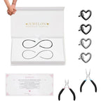 Mother’s Day Gift – Permanent Bracelet Kit with Love Vow Card, 316L Stainless Steel Chain & 925 Silver Heart Clasp, Handcrafted, Ideal for Anniversary & Romantic Date Night - color: Silver + Black