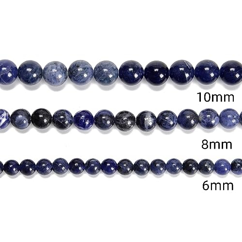 62Pcs Blue Sodalite 6mm Beads Natural Stone Round Gemstone Genuine Real Stone for DIY Bracelet Jewelry String Making - color: Blue Sodalite, size: 6mm