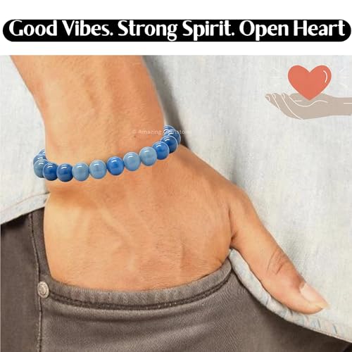 Amazing Gemstone Blue Aventurine Bracelet for Women Men's Gifts - Protection Healing Crystal Bracelet - 8mm Gemstone Beaded Adjustable Bracelet Pulseras Para Hombres Mujer Stocking Stuffers - color: Blue Aventurine