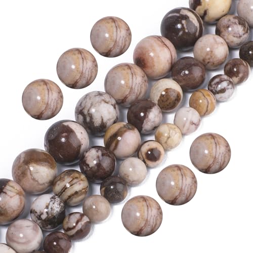 About 60pcs Assorted Australian Zebra Natural Loose Stone Beads for Bracelets 6mm Beads for Jewelry Making, Round Gemstone Bead for Necklace，Birthday Gifts for Women Crafts for Adults - color: Australian Zebra, size: 6mm