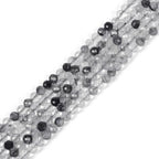 Natural Black Rutilated Quartz 4mm Faceted Round Beads Loose Beads 16 Inch for Jewelry Making Beads - color: Black Rutilated Quartz