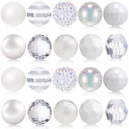 Ferreve 20 Pcs Chunky Bubblegum Beads 20mm Focal Pen Large Rhinestone Pearl Beads for DIY Beadable Pen School Jewelry Making Keychain Craft Making(White) - color: White