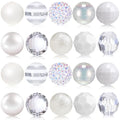 Ferreve 20 Pcs Chunky Bubblegum Beads 20mm Focal Pen Large Rhinestone Pearl Beads for DIY Beadable Pen School Jewelry Making Keychain Craft Making(White) - color: White