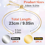Joez Wonderful 4pcs Adjustable Slider Bracelet for Jewelry Making, Plated Charm Bracelet Extender Chains with Rhinestones Ends for Women DIY Bracelet Jewelry Craft Supplies (2pcs Gold+2pcs Silver) - color: Gold, Silver