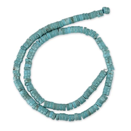170pcs 5x2mm Natural Turquoise Heishi Disc Rondelle Spacer Stone Semi Precious Gemstone Loose Beads for Jewelry Making 15 Inch - color: Turquoise, size: 5x2mm