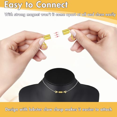 12 Pack Magnetic Necklace Clasps and Closures. Necklace Jewelry Extender with Strong Magnet. Magnetic Necklace Clasp for Jewelry Necklace Bracelet Making. Gold and Silver Plating (Regular) - color: Regular