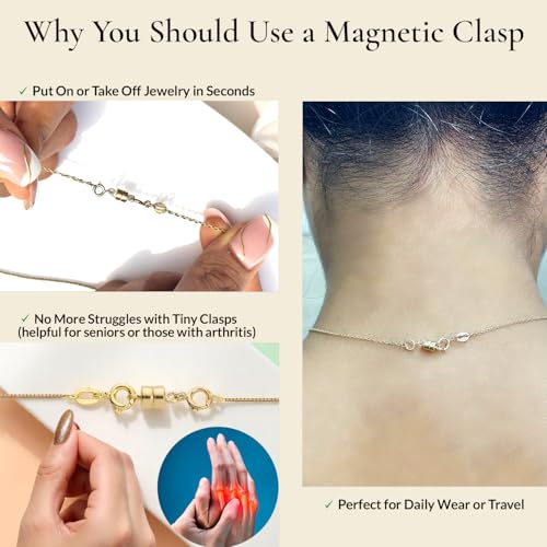 Everyday Elegance Solid 14K Yellow Gold Magnetic Clasp and Closures for Necklaces, Bracelets, Anklets | Converter with Spring Ring | 1 Clasp | 4.5mm Thickness - size: 1 Clasp ( 4.5 mm)