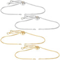 Joez Wonderful 4pcs Adjustable Slider Bracelet for Jewelry Making, Plated Charm Bracelet Extender Chains with Rhinestones Ends for Women DIY Bracelet Jewelry Craft Supplies (2pcs Gold+2pcs Silver) - color: Gold, Silver