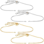Joez Wonderful 4pcs Adjustable Slider Bracelet for Jewelry Making, Plated Charm Bracelet Extender Chains with Rhinestones Ends for Women DIY Bracelet Jewelry Craft Supplies (2pcs Gold+2pcs Silver) - color: Gold, Silver