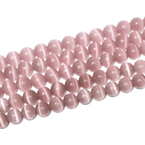 100pcs Light Purple Cat Eye Beads 8mm Round Semi Precious Stone Hole Size 1mm DIY Charm Spacer Beading Smooth Gemstone Loose Beads for Jewelry Making Bracelets Necklaces Earrings Crafting - color: Light Purple