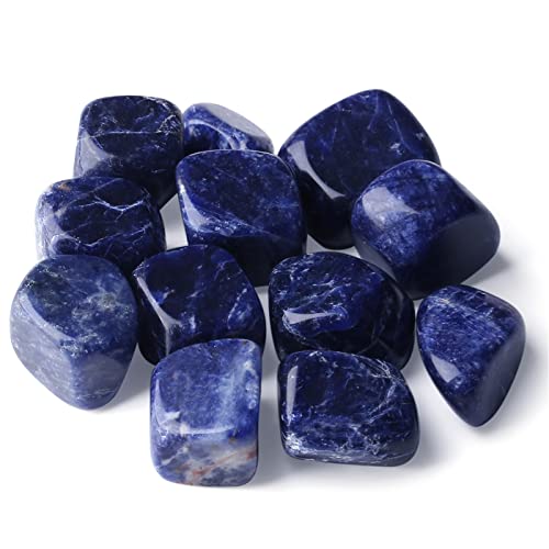 Blue Solidate Tumbled Polished Natural Healing Crystals Stones Bulk Stones Crystal for Energy Reiki Tumbling Cabbing Balancing Decoration Gemstones Crystal Healing Meditation Therapy Gift 100g - color: Blue Solidate, size: 100g