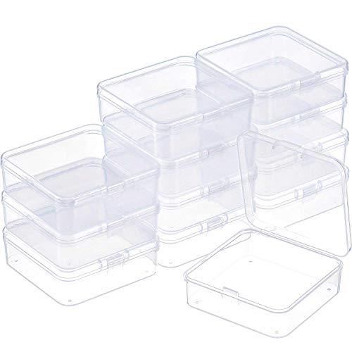 SATINIOR 12 Pack Clear Plastic Beads Storage Containers Box with Hinged Lid for Beads and More (2.9 x 2.9 x 1 Inch) - size: 2.9 x 2.9 x 1 Inch