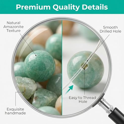 Imaginovelty 1920PCS Jewelry Making Kit with Natural Amazonite Stone Beads, Irregular Chips & Crystal Beads for Bracelets,Necklaces Earrings, Complete DIY Craft Set with Pliers & Gift Box
