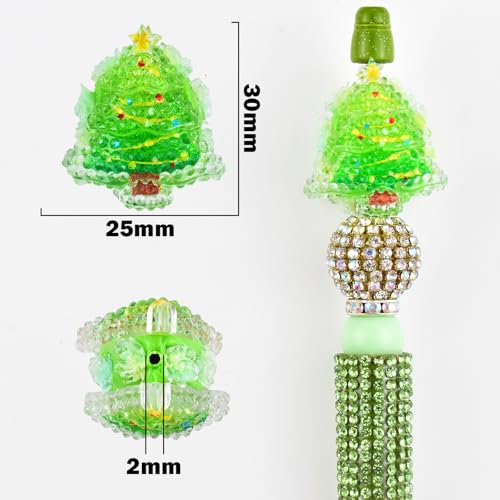 6Pcs Luminous Christmas Tree Focal Beads for Pens Christmas Tree Fancy Space Beads for DIY Craft Beadable Pens Keychain Bracelet Necklace Earrings Jewelry Making - color: Luminous Christmas Tree 1