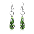 Glass Water Drop Shape Glaze Spiral Dangle Earrings Lampwork Handmade Glass Bead Geometric Earrings for Women Jewelry - color: Green