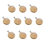 10 Wooden Base Glass Dome Pendants with Hollow Glass Cabochons Charms (25mm Dome, Wood Color) - size: 25mm Dome Wood Color