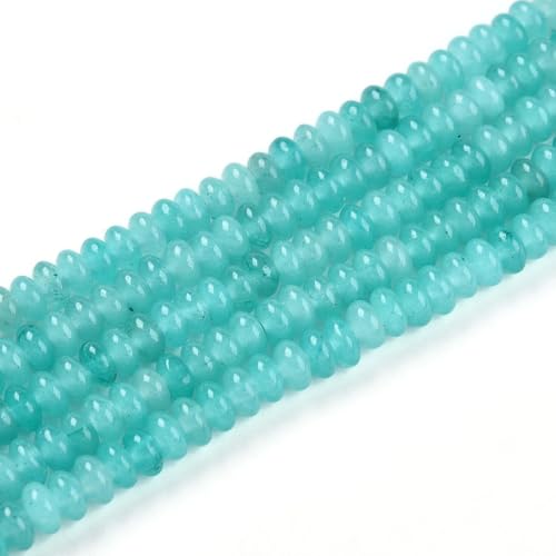 1 Strand Natural White Jade Rondelle Beads Strands Dyed Gemstone Beads Spacers for Jewelry Making Bracelets Necklace DIY Crafts 4.5x2.5~3mm 14.5" About 142~148pcs/strand Dark Turquoise - color: Dark Turquoise