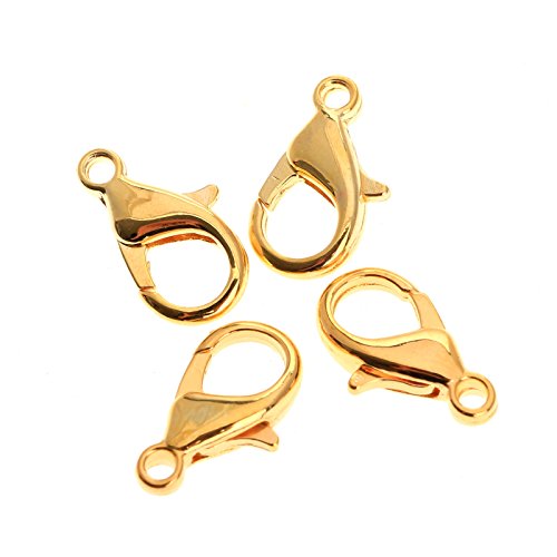 dophee Lobster Claw Clasp for Jewelry Making, 100-Pack Curved Lobster Clasp Clips Small Fastener Hook Connected Buckle Repair Accessories for Jewelry Craft DIY Bracelet Necklace Earrings, Gold, 14mm - color: Gold, size: 14mm