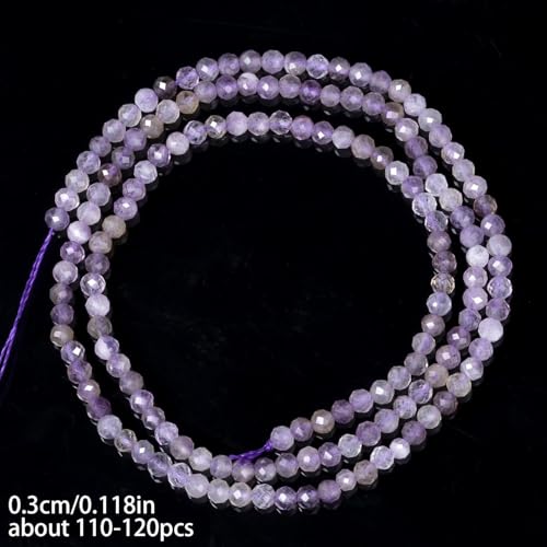 3mm 120pcs Natural Amethyst Stone Beads, Songxi Small Faceted Round Loose Gemstone for Jewelry Making, DIY Art and Craft, Bracelet Necklace (1 Strand) - color: Amethyst, size: 2.8-3.3mm